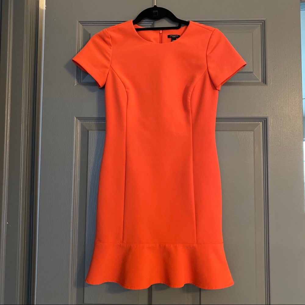 Ann Taylor Flounce Office Orange Work Dress 00P